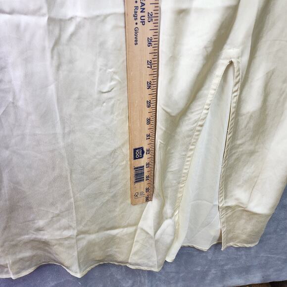 Her Destiny Nightgown Dress Women Large Ivory Satin Slip Ruched Top Pearls Sexy - Picture 11 of 14